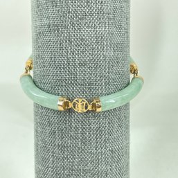 Jadeite & 14K Yellow Gold Bracelet 7 Grams