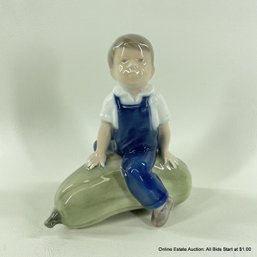 Bing And Grondahl 4539 Porcelain Figure Boy With Giant Squash