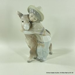 Lladro Porcelain Figure Boy In Serape With Donkey