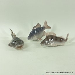 3 Bing And Grondahl Porcelain Fish
