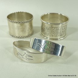 2 Sterling And 2 830 Silver Napkin Rings