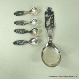 4 Small And 1 Large Norge .830 Silver Spoons 45 Grams