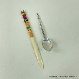 Sterling Totem Pole Spoon 6 Grams And A Small Bone Totem Pole Letter Opener