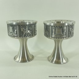 2 Norsk Tin Pewter Candle Holders