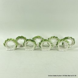 8 Porcelain Leaf Form Napkin Rings