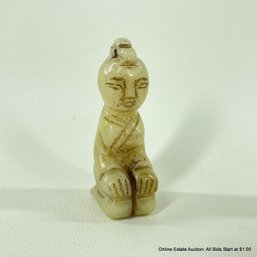 Carved Stone Kneeling Figure Pendant