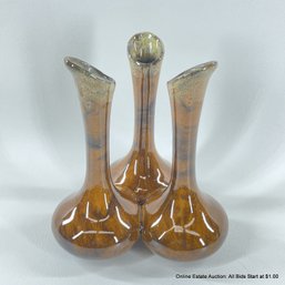 Anna Van Briggle Brown Glazed Triple Bud Vase