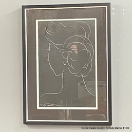 Madge Tenent 1955 Framed Simple Portrait Ink On Paper