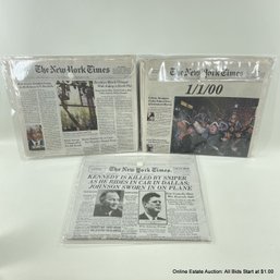 Historic New York Times Newspapers Of Kennedy Assassination And New Millennium In Protective Covers