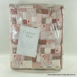 Garnet Hill Twin Pink Patio Patchwork Quilt In Original Packaging