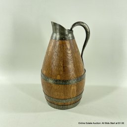 Vintage French Wood Barrel Style Water Pitcher