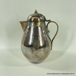 Chinese Hammered Metal Creamer With Enameled Interior