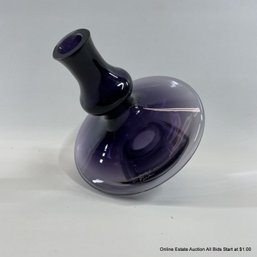 Christian Tortu Signed French Purple Glass Spinning Top Vase