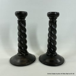 Vintage Pair Of Anthony Freeman & McFarlin California Pottery Signed Candlesticks