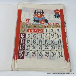 Vintage Japanese 1970 Wood Block Calendar Print Folio (9 Prints Total)