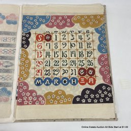 Vintage Japanese 1966 Wood Block Calendar Print Folio