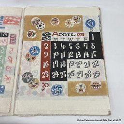 Vintage Japanese 1967 Wood Block Calendar Print Folio