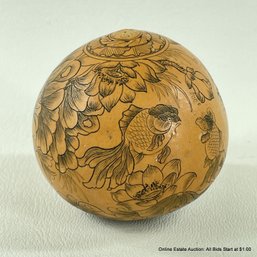 Carved Chinese Gourd With Floral Designs