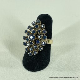 Vintage 18K Yellow Gold & Sapphire Dome Ring Size 5 Total Weight 5 Grams