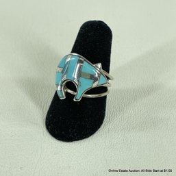 Sterling Silver & Turquoise Colored Stone Ring Size 6 Total Weight 4 Grams