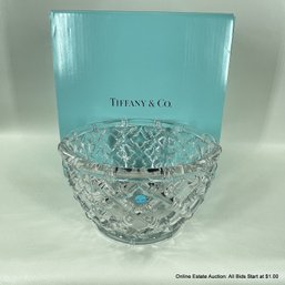 Tiffany & Co Crystal Basket Weave Pattern Serving Bowl In Original Box