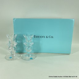 Tiffany & Co Crystal Candle Sticks 4.75'