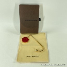 Louis Vuitton Red Leather & Goldtone Purse Hook With Original Box