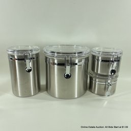 Set Of 4 Oggi Stainless Steel Kitchen Cannisters