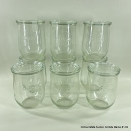 Set Of 9 Weck 1 Liter Glass Top Canning Jars