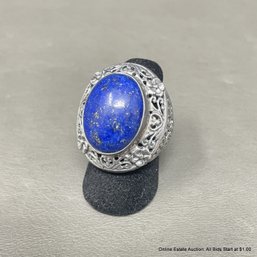 Sterling Silver & Lapis Lazuli Fashion Ring Size 5 Total Weight 18 Grams