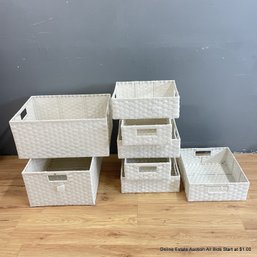 8 White Woven Storage Baskets 3 Sizes (LOCAL PICKUP ONLY)