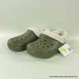 Crocs Mammoth Shoes In Army Green With Oatmeal Colored Lining Size M7/W9 With Original Tags