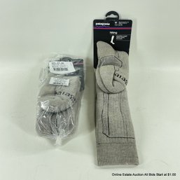 Two Pairs Of Patagonia Expedition Weight Merino Wool Hiking Socks, Size M With Original Tags