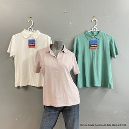 Three Patagonia Cotton Blend Short Sleeve Vitaliti Regular Fit Polos In Women's Size M With Original Tags