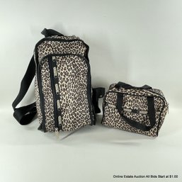 Le Sportsac Nylon Small Backpack Handbag Purse With Animal Print