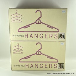 Two Unopened Boxes Of White Attachable Hangers From Linens 'n Things, 60 Total (LOCAL PICKUP ONLY)