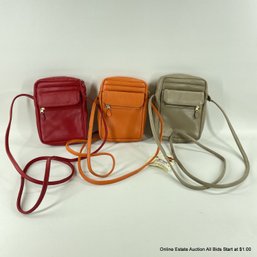 Three Leather Small Crossbody Handbag Purses With Original Tags
