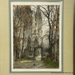 Luigi Kasimir Etching Signed Of Chartres Cathedral France