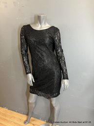 Black Lace Dress With Back Sash Detail