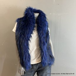 INC International Concepts Blue Faux Fur Fashion Vest, Women's Size Large