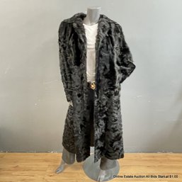 Full Length Black Persian Lamb Fur Jacket By Henry's