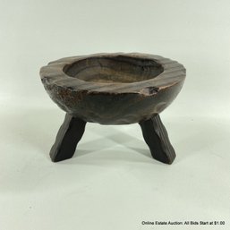 Hand Carved Wood Footed Bowl