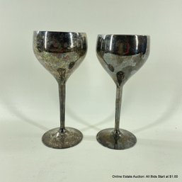 Pair Of Electroplated Nickel Silver Wine Goblets