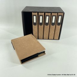 Boxed Mini Photo Album Set In Faux Leather And Suede