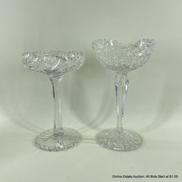 Two American Brilliant Cut Crystal Pedestal Nut And Candy Dishes