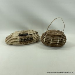 2 Zulu Woven Lidded Baskets