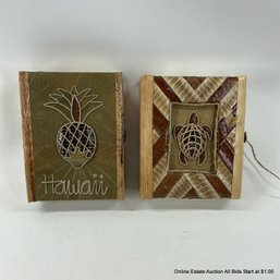 2 Hawaiian Grass Leaf Paper Boxes