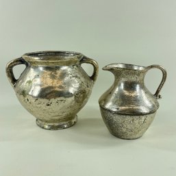 Nijhof Tinned Bronze Small Pitcher And Jug, Made In Holland