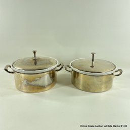 Reed & Barton And English Silver Mfg. SIlver Plate Pots With Ceramic Inserts And Lids