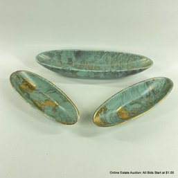 Trio Of Unmarked Painted Ceramic Trinket Dishes